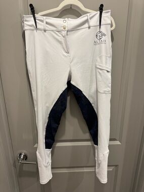 Altair White Show Riding Breeches with Navy Knee seat